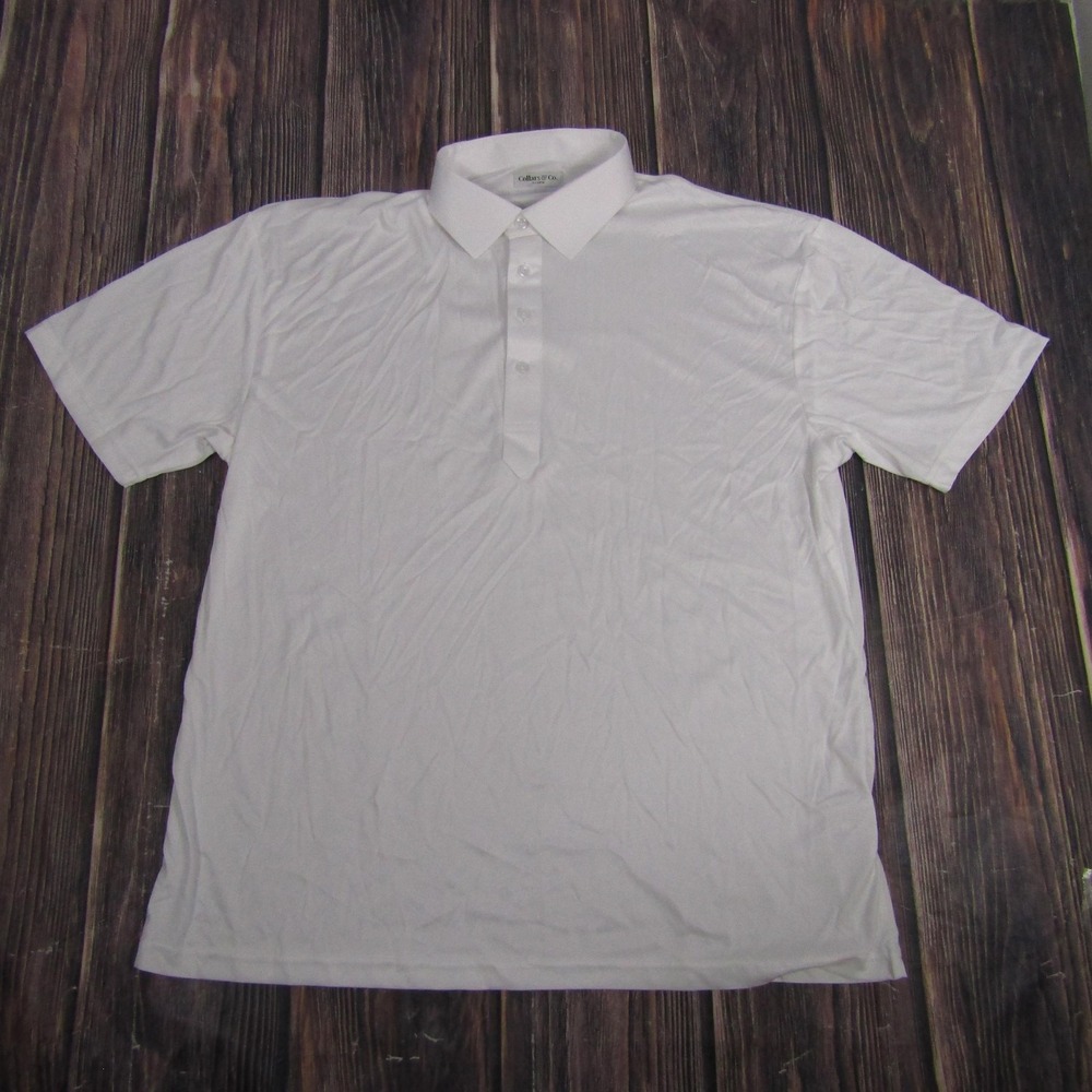 Collars‎ & Co. Polo Shirt Mens XL White Dress Collar Short Sleeve Golf Business